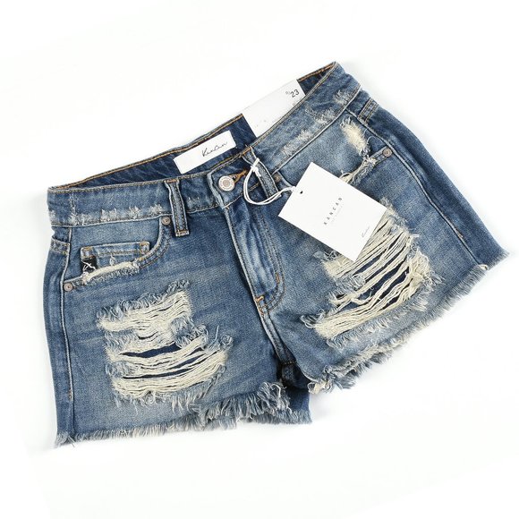 KanCan Gizelle Mid Rise Boyfriend Shorts - Picture 1 of 8